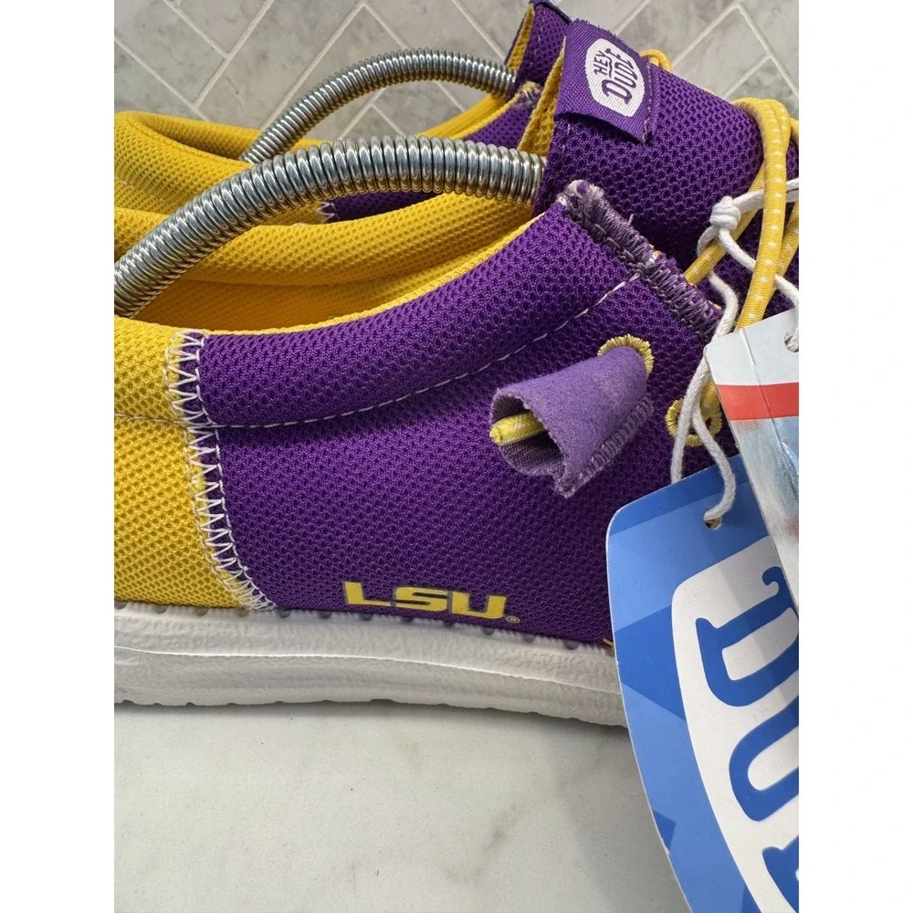 Hey Dude Wally Tri LSU Tigers Shoes Mens Size 13 Purple Gold Slip On Sneakers